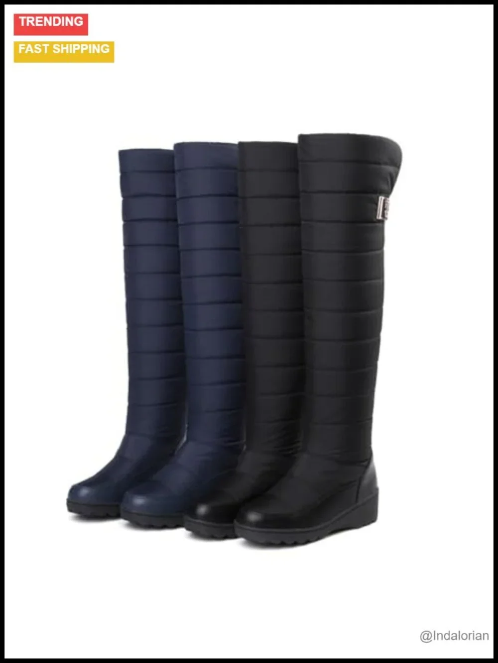 Warm Fur Lined Over The Knee Snow Boots Waterproof Thick Sole